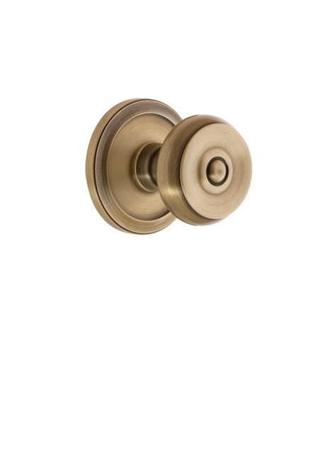 Grandeur Hardware - Circulaire Rosette Dummy with Bouton Knob in Vintage Brass - CIRBOU - 810318