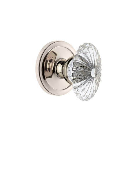 Grandeur Hardware - Circulaire Rosette Dummy with Burgundy Crystal Knob in Polished Nickel - CIRBUR - 809984