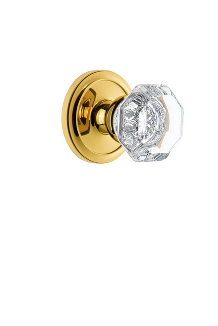 Grandeur Hardware - Circulaire Rosette Dummy with Chambord Crystal Knob in Lifetime Brass - CIRCHM - 809955