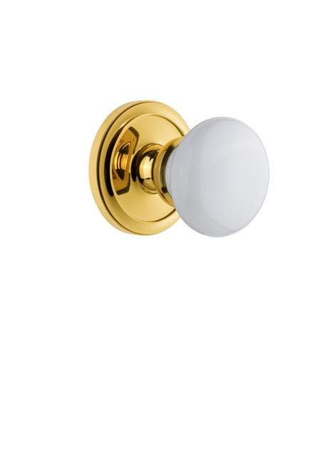 Grandeur Hardware - Circulaire Rosette Dummy with Hyde Park Knob in Polished Brass - CIRHYD - 809909