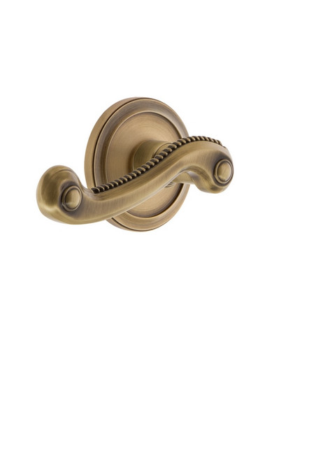 Grandeur Hardware - Circulaire Rosette Dummy with Newport Lever in Vintage Brass - CIRNEW - 820120