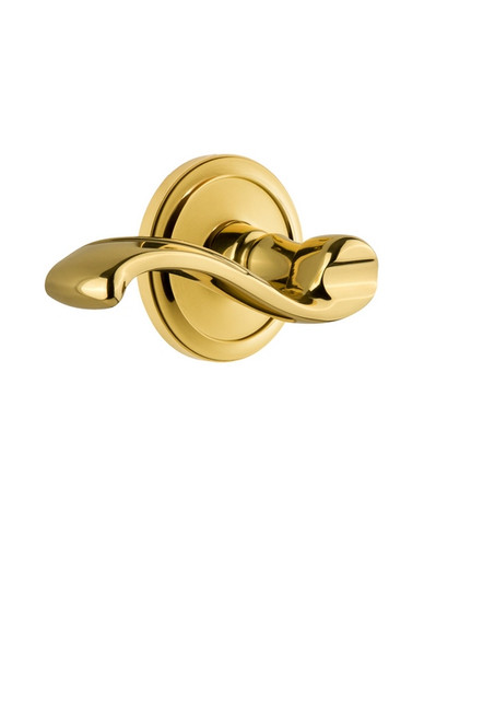 Grandeur Hardware - Circulaire Rosette Dummy with Portofino Lever in Polished Brass - CIRPRT - 809895