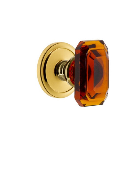Grandeur Hardware - Circulaire Rosette Passage with Baguette Crystal Knob in Polished Brass - CIRBCA - 827783