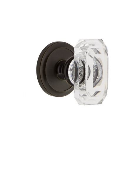 Grandeur Hardware - Circulaire Rosette Passage with Baguette Crystal Knob in Timeless Bronze - CIRBCC - 827800