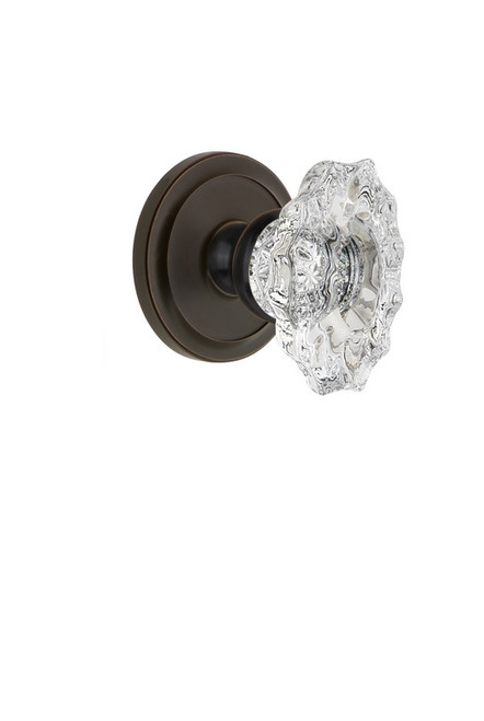 Grandeur Hardware - Circulaire Rosette Passage with Biarritz Crystal Knob in Timeless Bronze - CIRBIA - 809848