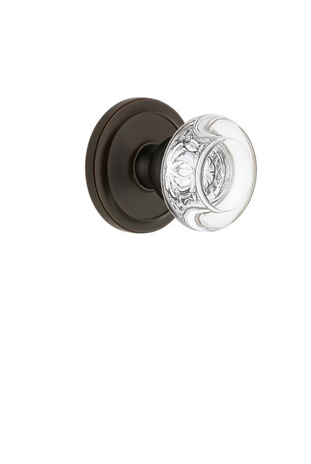 Grandeur Hardware - Circulaire Rosette Passage with Bordeaux Crystal Knob in Timeless Bronze - CIRBOR - 809827