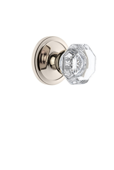Grandeur Hardware - Circulaire Rosette Passage with Chambord Crystal Knob in Polished Nickel - CIRCHM - 812461
