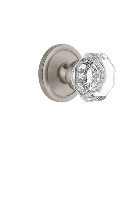 Grandeur Hardware - Circulaire Rosette Passage with Chambord Crystal Knob in Satin Nickel - CIRCHM - 809805