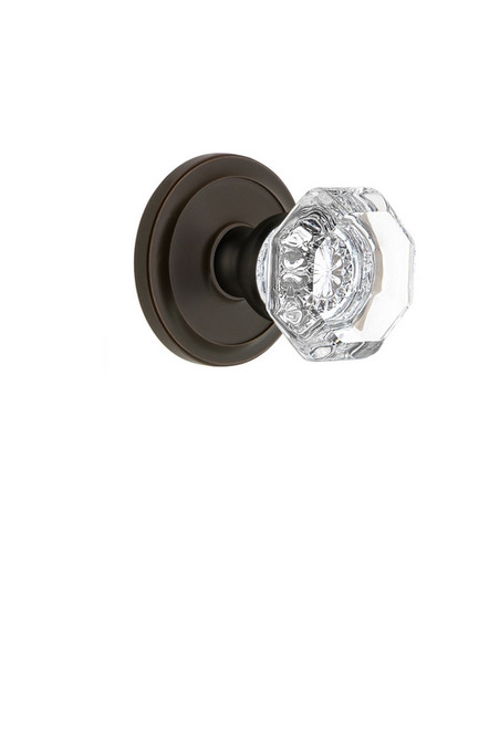 Grandeur Hardware - Circulaire Rosette Passage with Chambord Crystal Knob in Timeless Bronze - CIRCHM - 809806