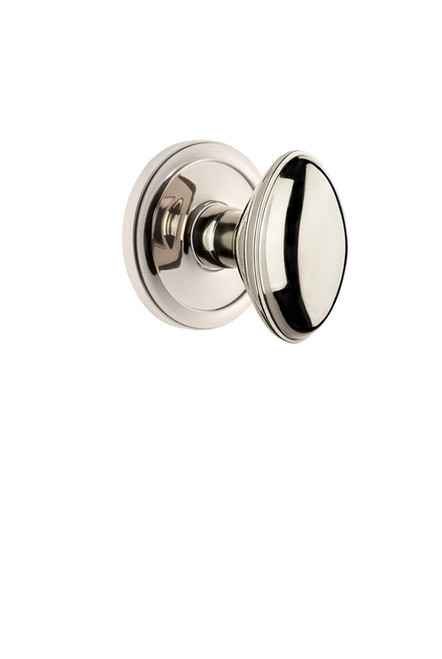 Grandeur Hardware - Circulaire Rosette Passage with Eden Prairie Knob in Polished Nickel - CIREDN - 812475