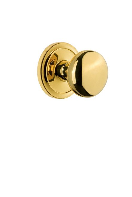 Grandeur Hardware - Circulaire Rosette Passage with Fifth Avenue Knob in Lifetime Brass - CIRFAV - 809773