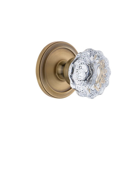 Grandeur Hardware - Circulaire Rosette Passage with Fontainebleau Crystal Knob in Vintage Brass - CIRFON - 809814
