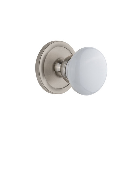 Grandeur Hardware - Circulaire Rosette Passage with Hyde Park Knob in Satin Nickel - CIRHYD - 812504