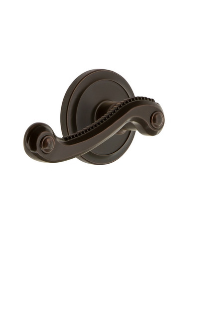 Grandeur Hardware - Circulaire Rosette Passage with Newport Lever in Timeless Bronze - CIRNEW - 820058