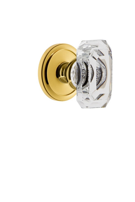 Grandeur Hardware - Circulaire Rosette Privacy with Baguette Crystal Knob in Lifetime Brass - CIRBCC - 828370