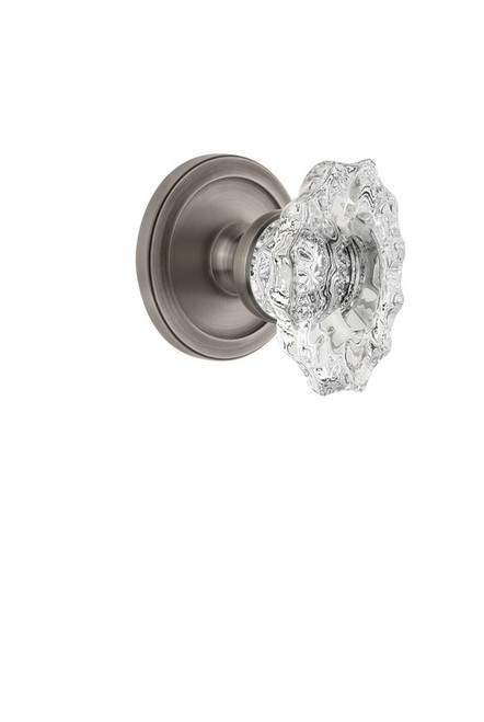 Grandeur Hardware - Circulaire Rosette Privacy with Biarritz Crystal Knob in Antique Pewter - CIRBIA - 820148