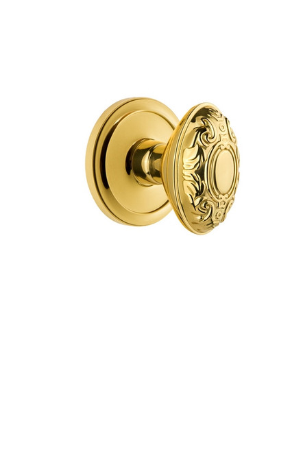 Grandeur Hardware - Circulaire Rosette Privacy with Grande Victorian Knob in Lifetime Brass - CIRGVC - 820311