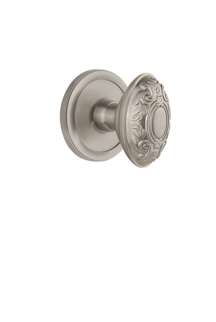 Grandeur Hardware - Circulaire Rosette Privacy with Grande Victorian Knob in Satin Nickel - CIRGVC - 820314