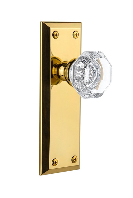 Grandeur Hardware - Fifth Avenue Plate Double Dummy with Chambord Knob in Lifetime Brass - FAVCHM - 824453