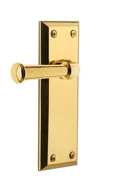 Grandeur Hardware - Fifth Avenue Plate Double Dummy with Georgetown Lever in Polished Brass - FAVGEO - 807720