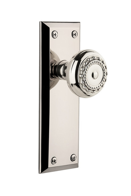 Grandeur Hardware - Fifth Avenue Plate Double Dummy with Parthenon Knob in Polished Nickel - FAVPAR - 801283