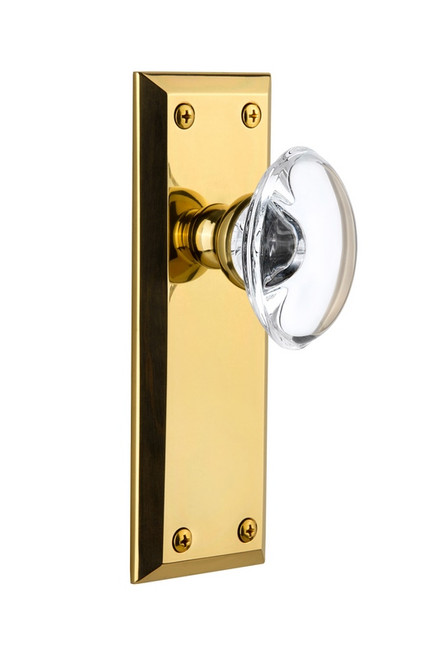 Grandeur Hardware - Fifth Avenue Plate Double Dummy with Provence Crystal Knob in Polished Brass - FAVPRO - 810439