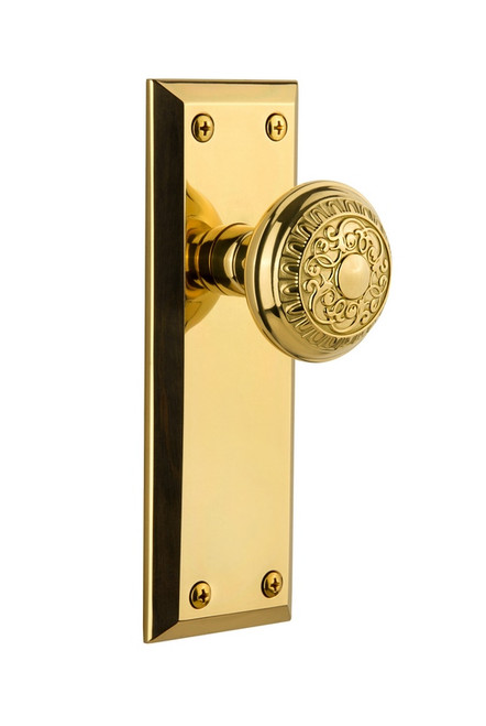 Grandeur Hardware - Fifth Avenue Plate Double Dummy with Windsor Knob in Polished Brass - FAVWIN - 801271