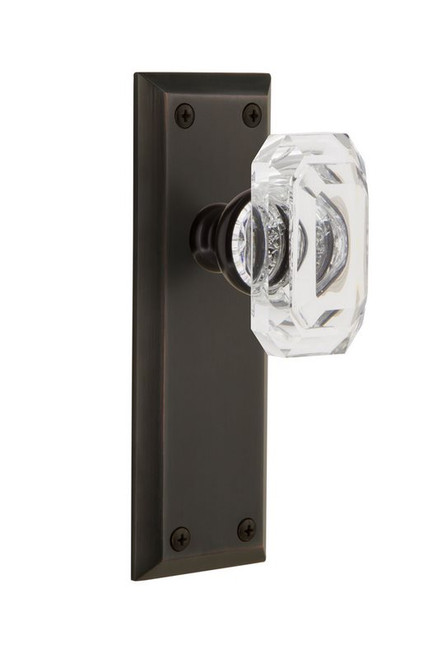 Grandeur Hardware - Fifth Avenue Plate Dummy with Baguette Crystal Knob in Timeless Bronze - FAVBCC - 828080