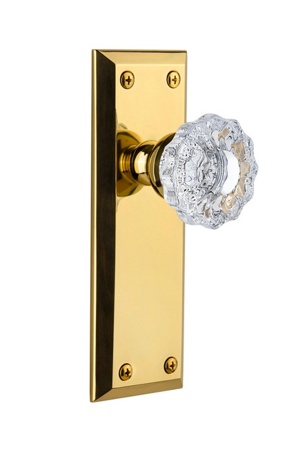 Grandeur Hardware - Fifth Avenue Plate Dummy with Versailles Crystal Knob in Polished Brass - FAVVER - 822672