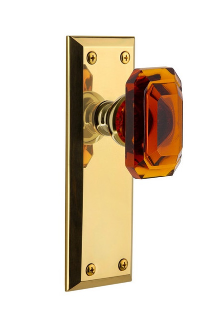 Grandeur Hardware - Fifth Avenue Plate Passage with Baguette Crystal Knob in Polished Brass - FAVBCA - 827815