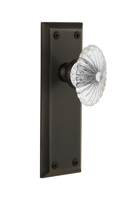 Grandeur Hardware - Fifth Avenue Plate Passage with Burgundy Knob in Timeless Bronze - FAVBUR - 812580