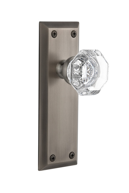 Grandeur Hardware - Fifth Avenue Plate Passage with Chambord Knob in Antique Pewter - FAVCHM - 822314