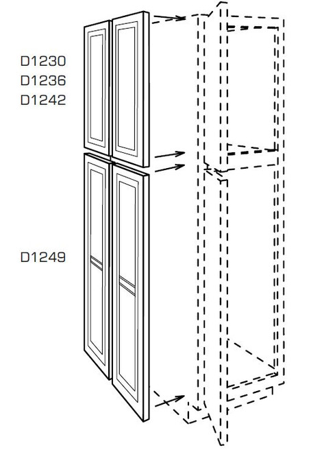 Jarlin Cabinetry - Lower Single Decorative Door for Wide Pantry Panels - D1249 - Ebony Shaker