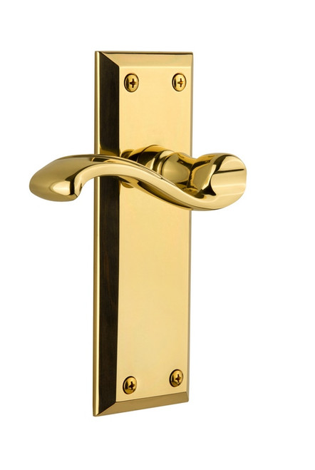 Grandeur Hardware - Fifth Avenue Plate Passage with Portofino Lever in Polished Brass - FAVPRT - 812671