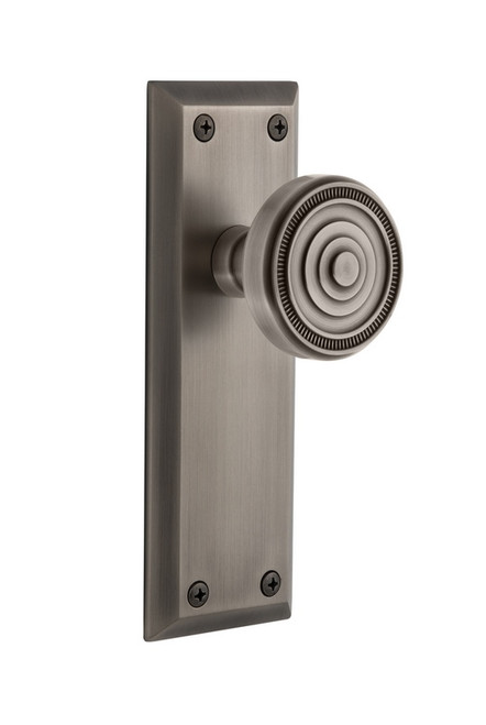 Grandeur Hardware - Fifth Avenue Plate Passage with Soleil Knob in Antique Pewter - FAVSOL - 807971
