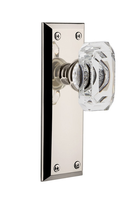 Grandeur Hardware - Fifth Avenue Plate Privacy with Baguette Crystal Knob in Polished Nickel - FAVBCC - 828402