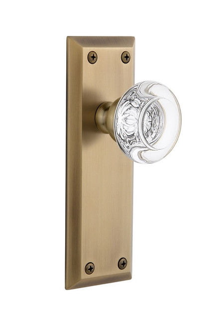 Grandeur Hardware - Fifth Avenue Plate Privacy with Bordeaux Knob in Vintage Brass - FAVBOR - 810141