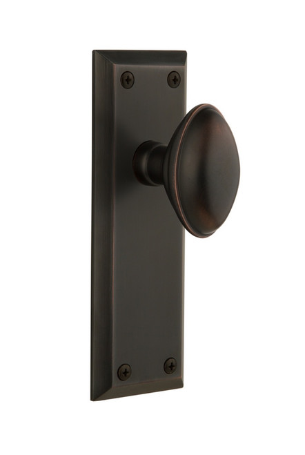 Grandeur Hardware - Fifth Avenue Plate Privacy with Eden Prairie Knob in Timeless Bronze - FAVEDN - 814151