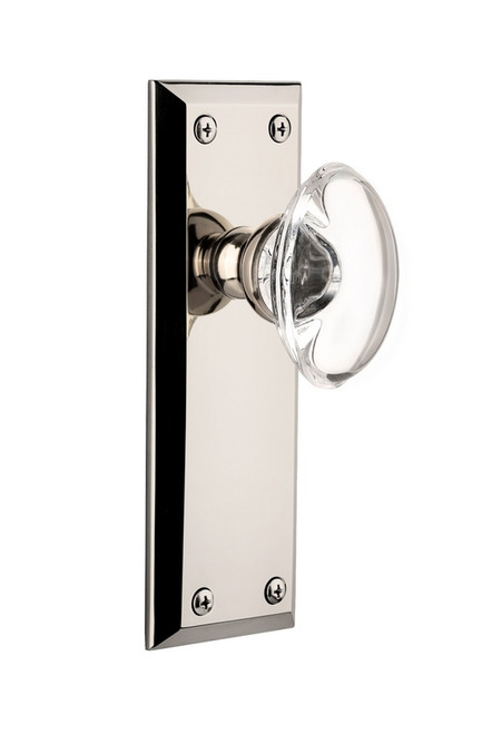 Grandeur Hardware - Fifth Avenue Plate Privacy with Provence Crystal Knob in Polished Nickel - FAVPRO - 814209