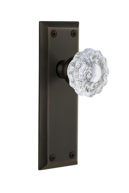Grandeur Hardware - Fifth Avenue Plate Privacy with Versailles Crystal Knob in Timeless Bronze - FAVVER - 814234