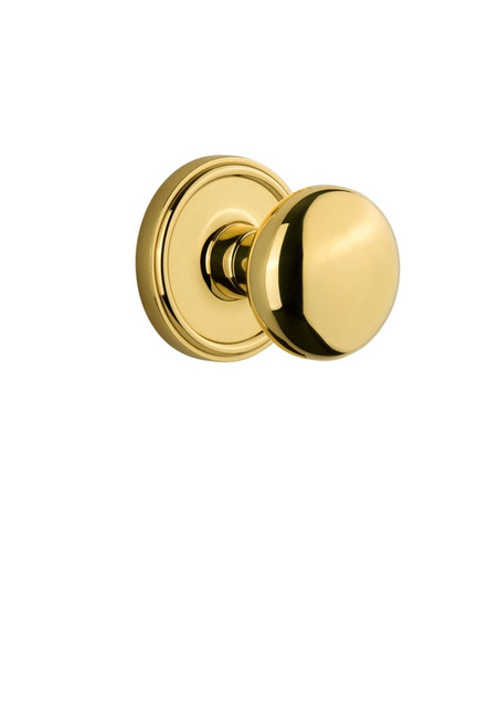 Grandeur Hardware - Georgetown Plate Double Dummy with Fifth Avenue Knob in Lifetime Brass - GEOFAV - 824378