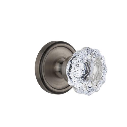 Grandeur Hardware - Georgetown Plate Double Dummy with Fontainebleau Crystal Knob in Antique Pewter - GEOFON - 821841