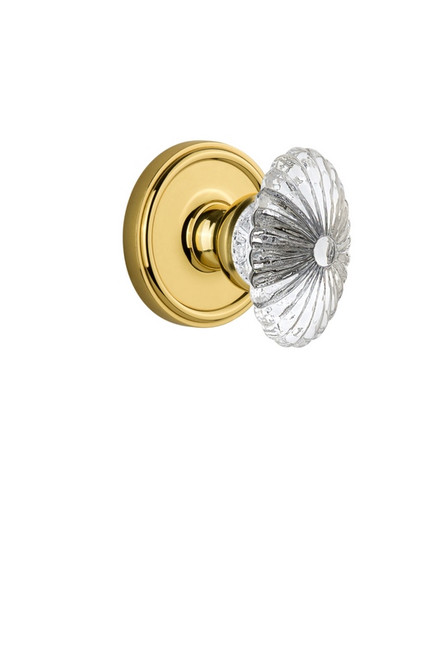 Grandeur Hardware - Georgetown Plate Dummy with Burgundy Crystal Knob in Lifetime Brass - GEOBUR - 810217