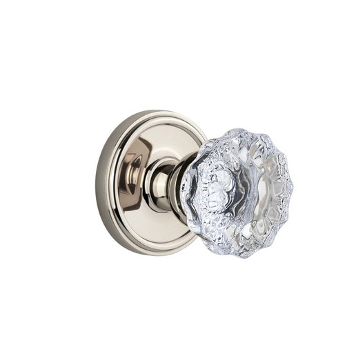 Grandeur Hardware - Georgetown Plate Dummy with Fontainebleau Crystal Knob in Polished Nickel - GEOFON - 800258