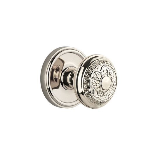 Grandeur Hardware - Georgetown Plate Dummy with Windsor Knob in Polished Nickel - GEOWIN - 800255