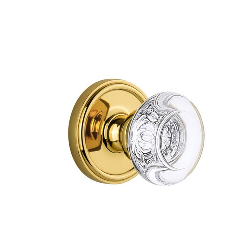 Grandeur Hardware - Georgetown Plate Passage with Bordeaux Crystal Knob in Polished Brass - GEOBOR - 812709