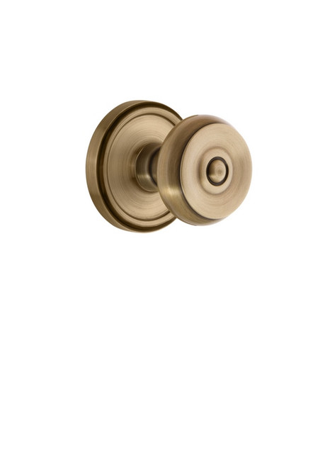 Grandeur Hardware - Georgetown Plate Passage with Bouton Knob in Vintage Brass - GEOBOU - 807478