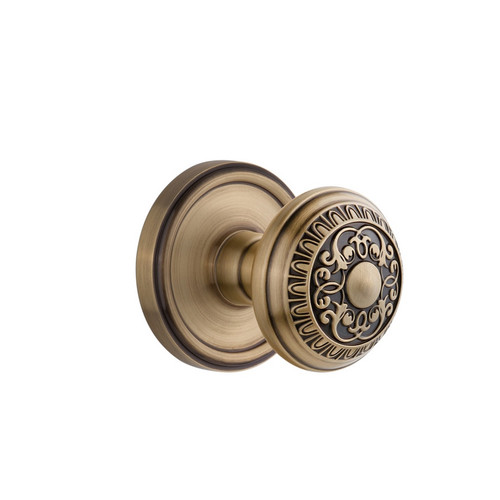 Grandeur Hardware - Georgetown Plate Passage with Windsor Knob in Vintage Brass - GEOWIN - 822515