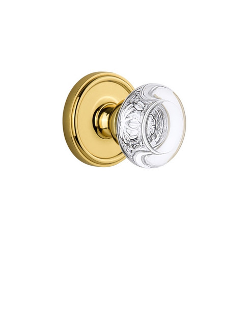 Grandeur Hardware - Georgetown Plate Privacy with Bordeaux Crystal Knob in Lifetime Brass - GEOBOR - 810133