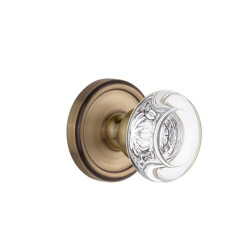 Grandeur Hardware - Georgetown Plate Privacy with Bordeaux Crystal Knob in Vintage Brass - GEOBOR - 814258